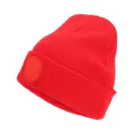 Nilton's Gebreide muts met rond label, rood (pms 199c) / rood