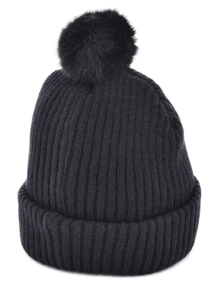 Grof gebreide muts met pompom