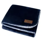Fleeceplaid met sherpa achterzijde 150x120 cm, 500 gr/m², navy / wit