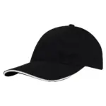 Brushed promo cap zwart black wit - Hidalgo-werbeartikel Brushed promo cap, zwart (black) / wit