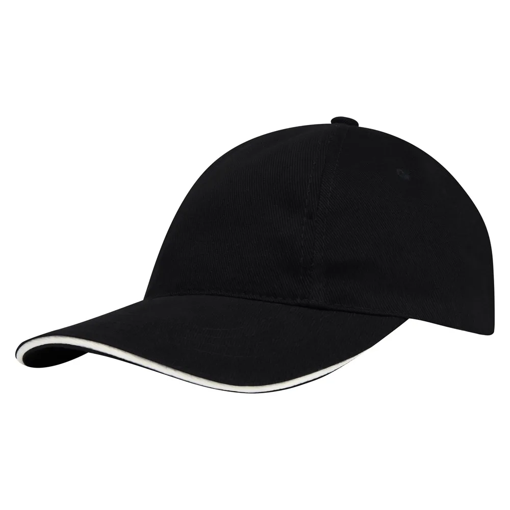 Brushed promo cap zwart black wit - Hidalgo-werbeartikel Brushed promo cap, zwart (black) / wit