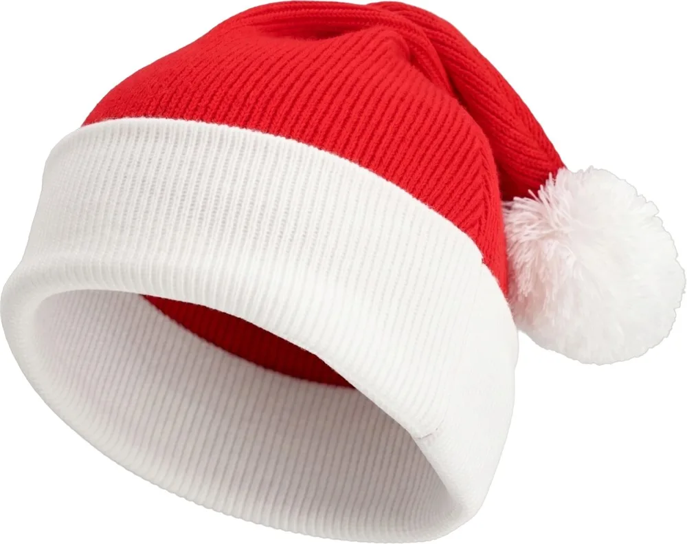 Nilton's Gebreide kerstmuts met pompon, rood (pms 199c) / wit