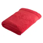 Sophie Muval handdoek 140x70 cm 520 grm² rood pms 199c rood - Handdoekeninclusieflogo Sophie Muval handdoek 140x70 cm, 520 gr/m², rood (pms 199c) / rood