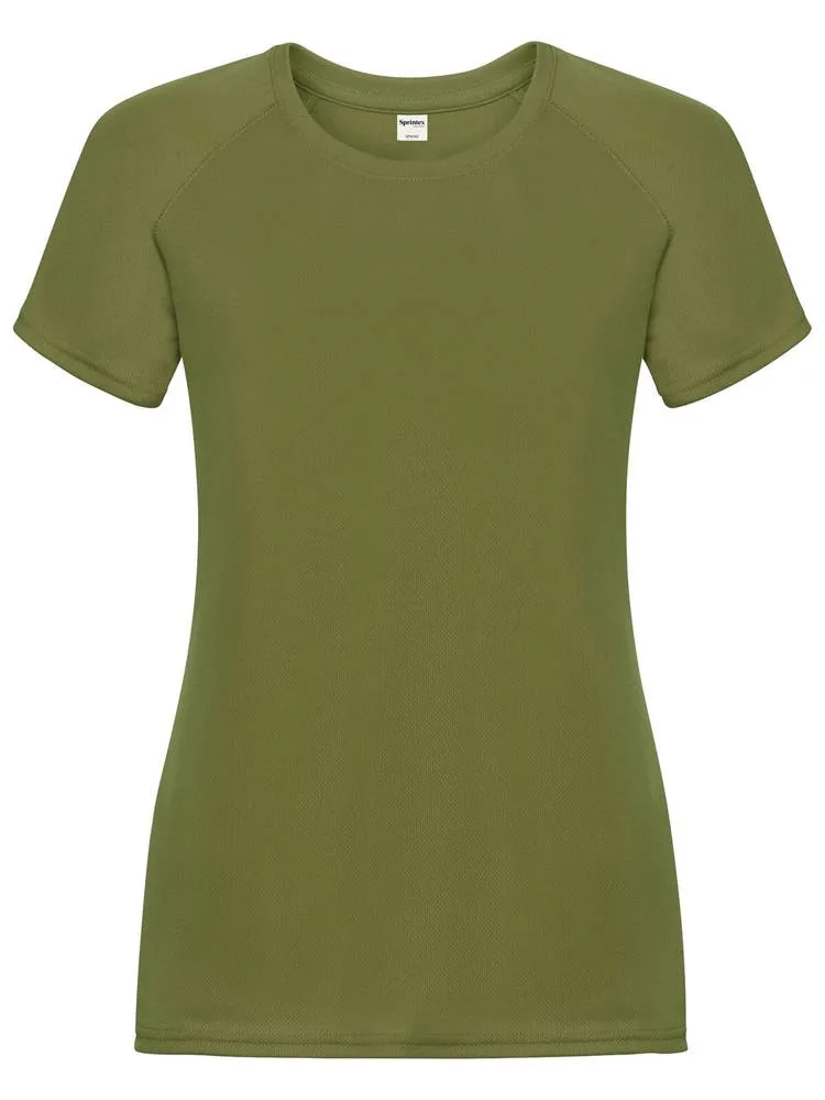 SP Run dames sportshirt 140 gm² olijfgroen - Sport Shirt ontwerpen SP Run dames sportshirt, 140 g/m², olijfgroen