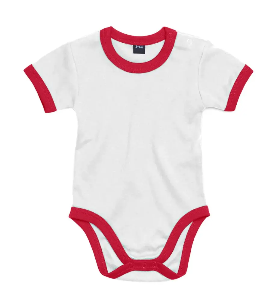 01947 - Baby Ringer Bodysuit, white / red