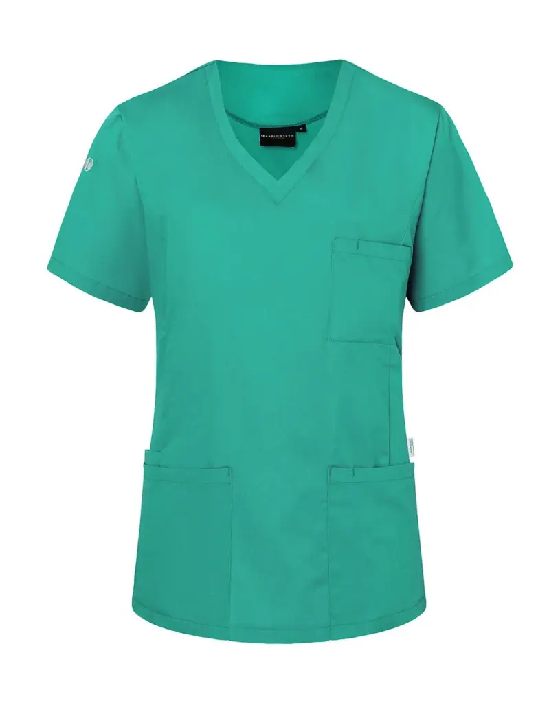 02967 - Ladies' Slip-on Tunic Essential Short Sl., emerald green — productfoto 4