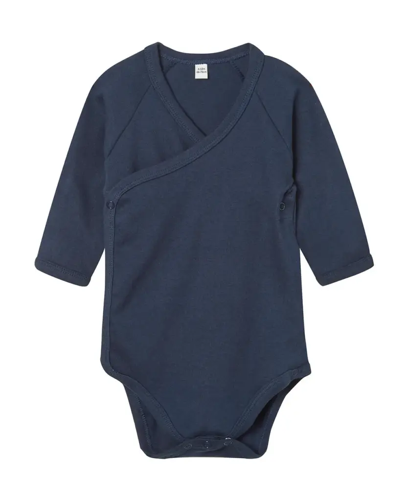 07047 - Baby Long Sleeve Kimono Bodysuit, nautical navy — productfoto 4