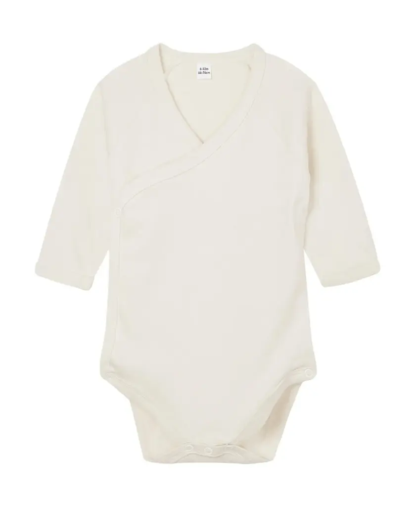 07047 - Baby Long Sleeve Kimono Bodysuit, organic natural — productfoto 2
