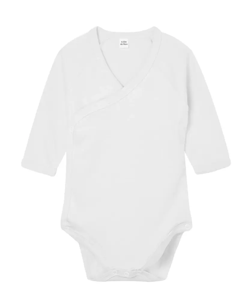07047 - Baby Long Sleeve Kimono Bodysuit, white