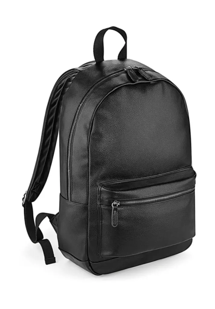 08329 - Faux Leather Fashion Backpack, black