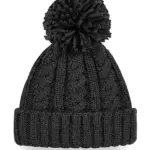 09669 - Cable Knit Melange Beanie, black