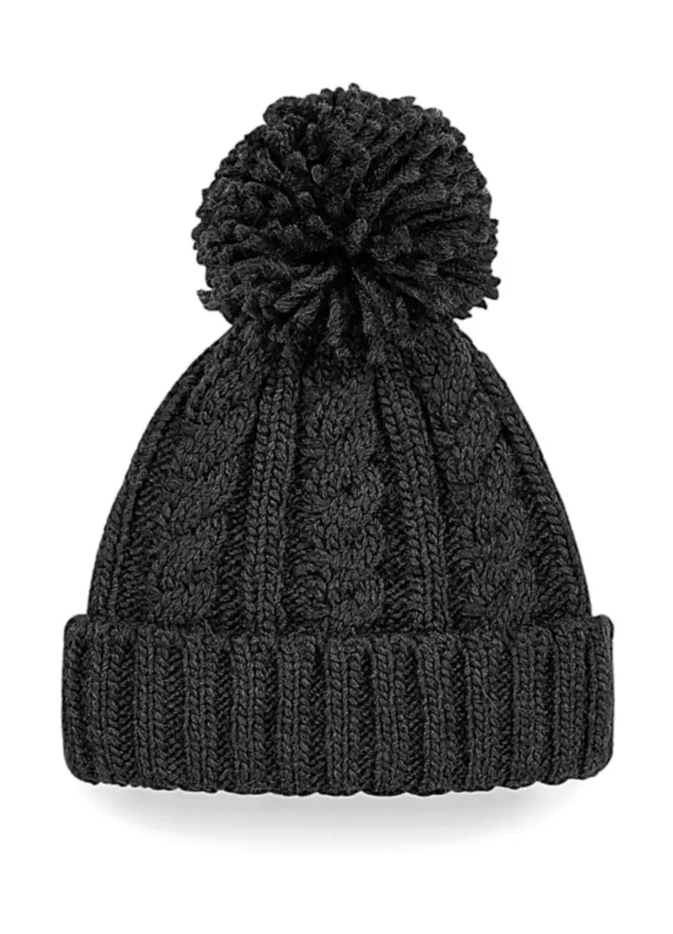 09669 - Cable Knit Melange Beanie, black