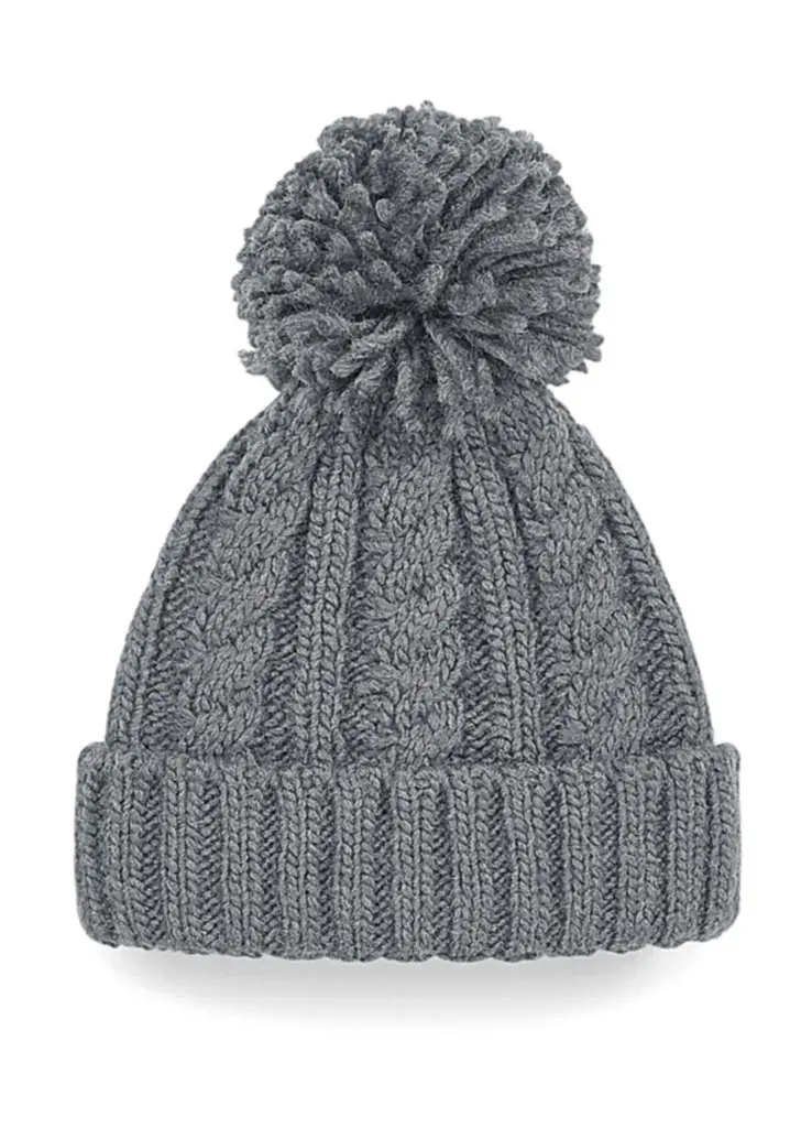 09669 - Cable Knit Melange Beanie, light grey — productfoto 2