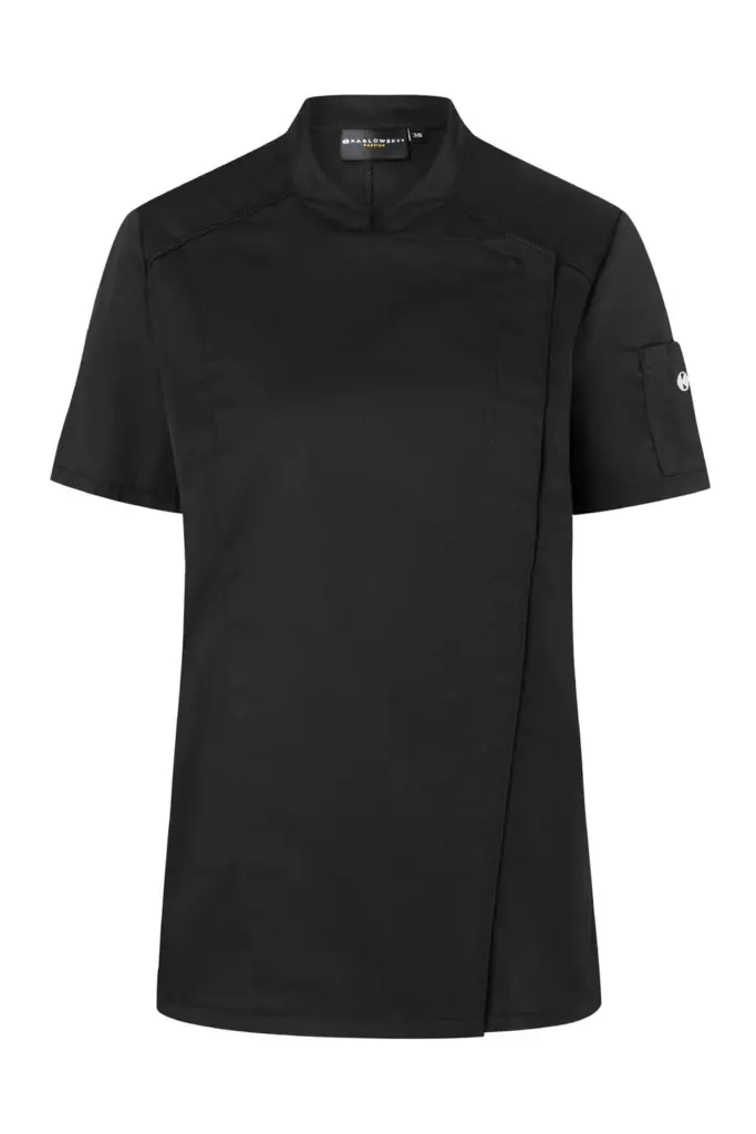 09867 - Short-Sleeve Ladies' Chef Jacket Modern-Look, black — productfoto 2