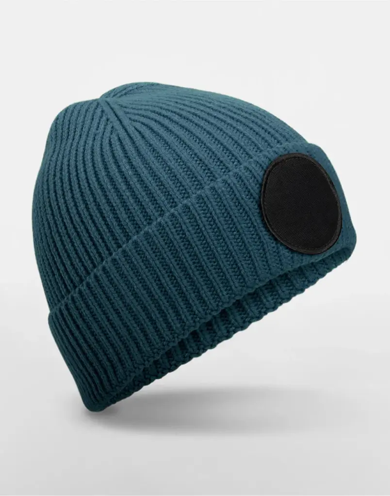 101_69_376_f-2025_01jpg - Hidalgo 10169 - Circular Fashion Patch Beanie, airforce blue/black — productfoto 3