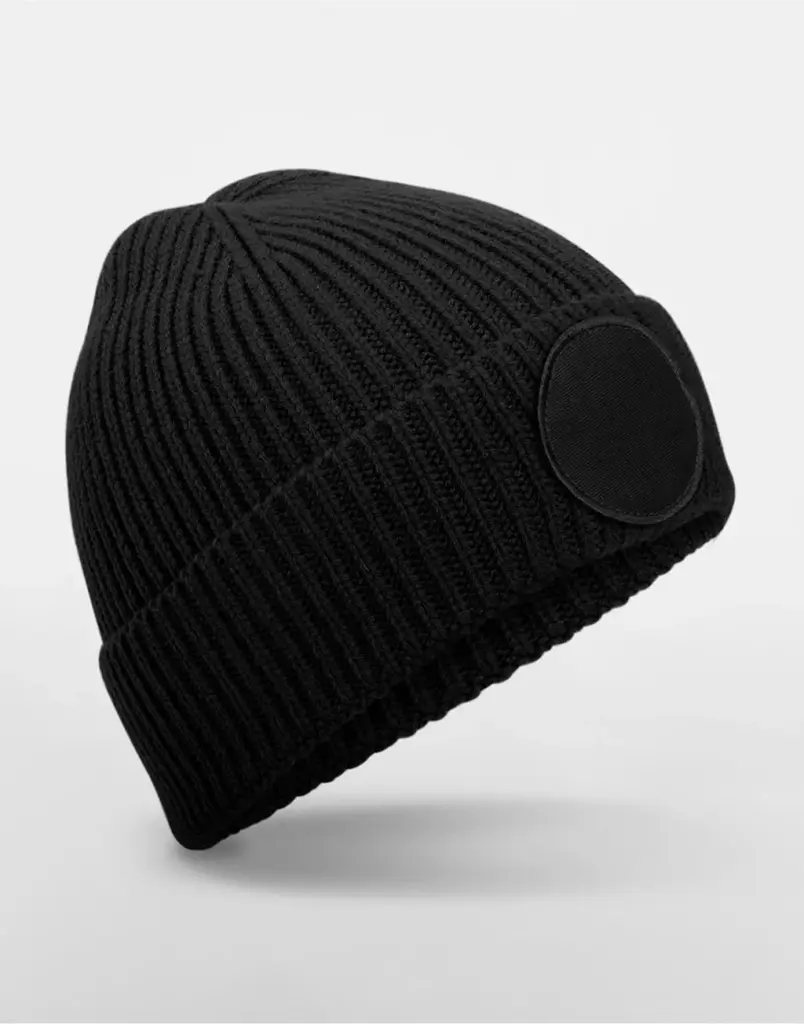 10169 - Circular Fashion Patch Beanie, black