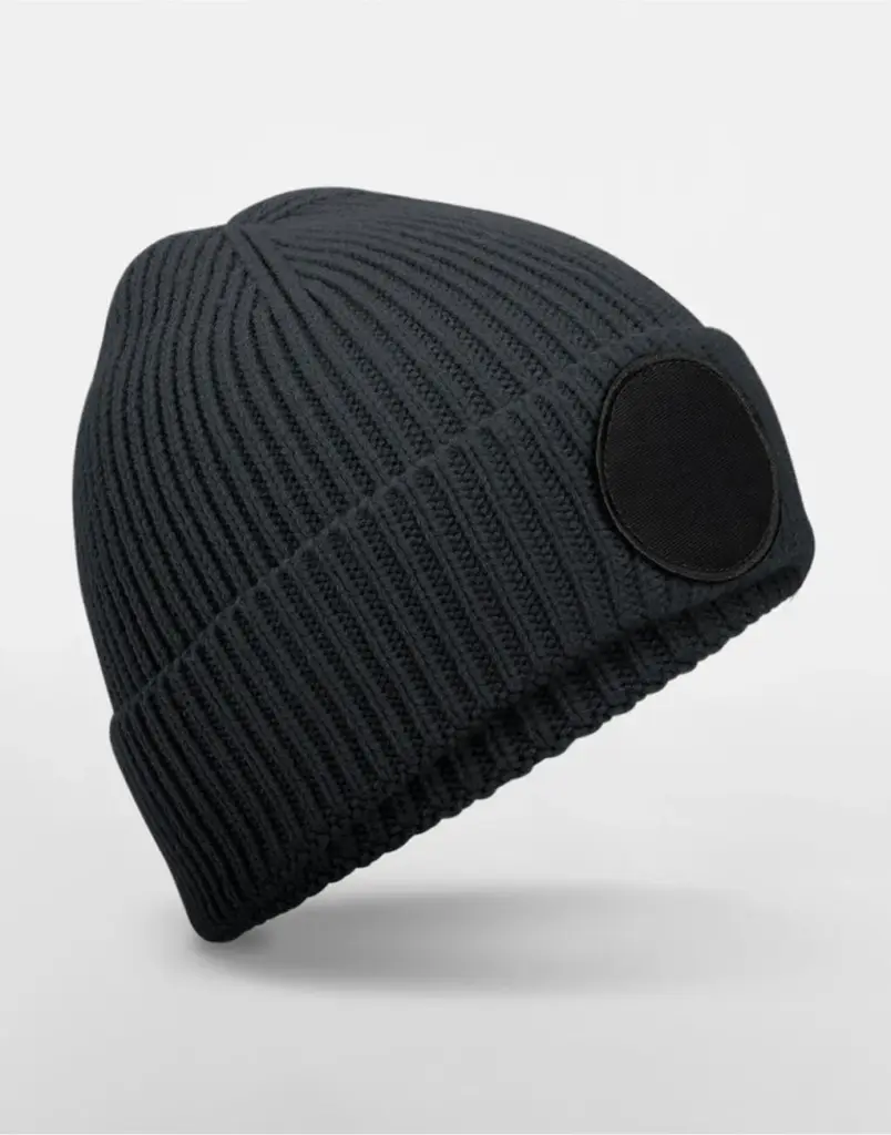 101_69_160_f-2025_01jpg - Hidalgo 10169 - Circular Fashion Patch Beanie, graphite grey / black — productfoto 2