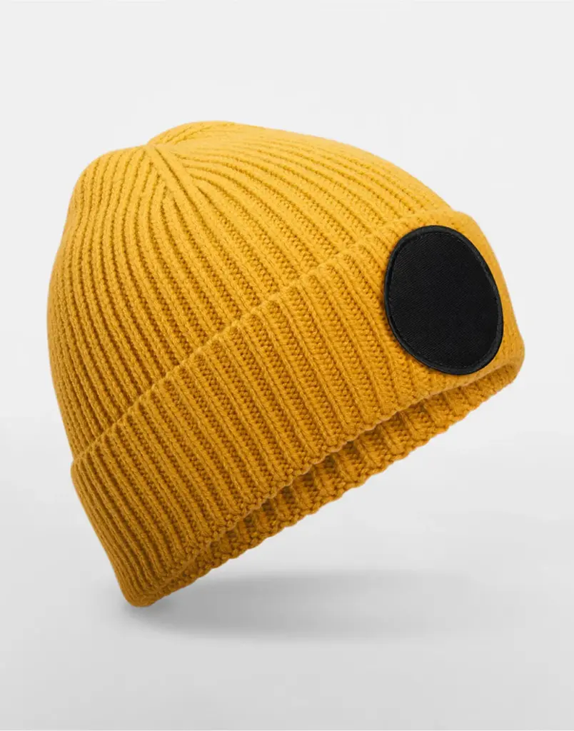 101_69_660_f-2025_01jpg - Hidalgo 10169 - Circular Fashion Patch Beanie, mustard/black — productfoto 6