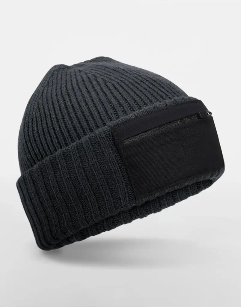 10269 - Zip Patch Beanie, graphite grey / black — productfoto 2