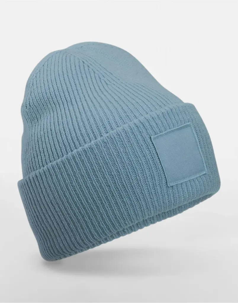 10369 - Deep Cuffed Tonal Patch Beanie, dusty blue — productfoto 4