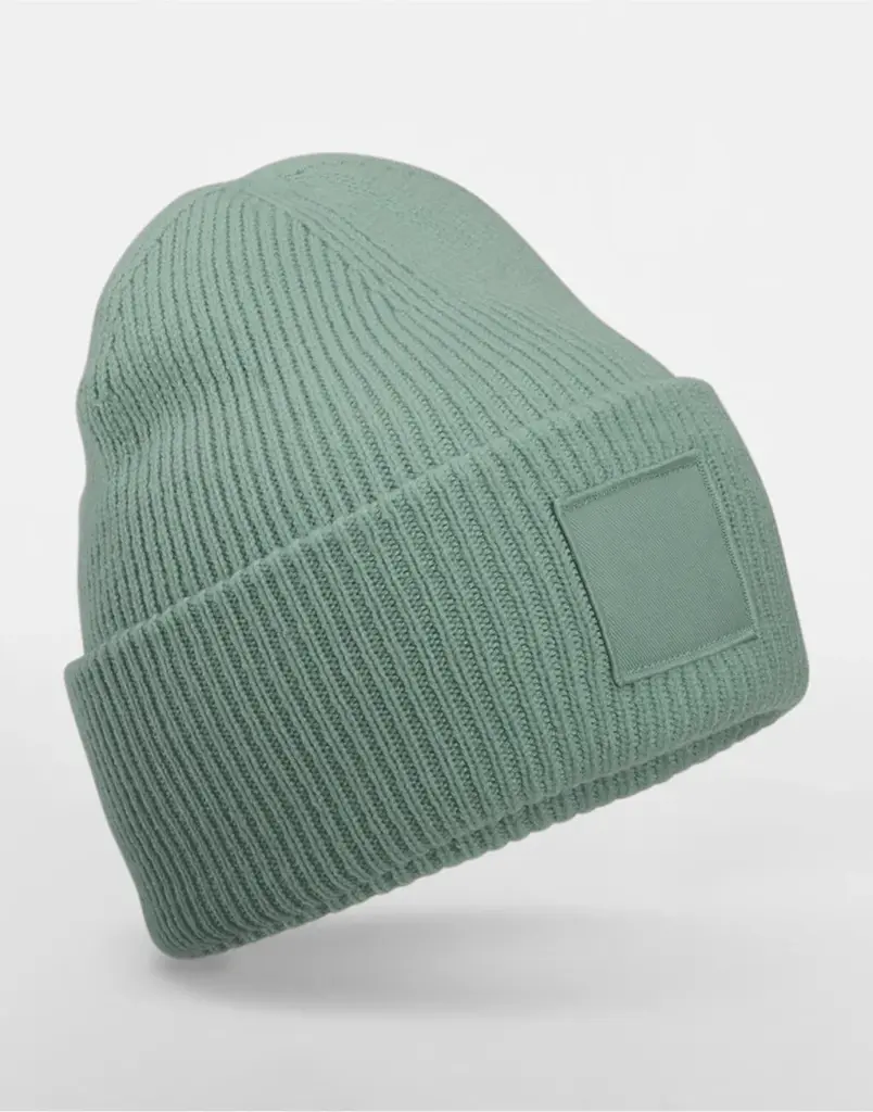 10369 - Deep Cuffed Tonal Patch Beanie, dusty green — productfoto 6