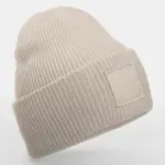 10369 - Deep Cuffed Tonal Patch Beanie, natural stone