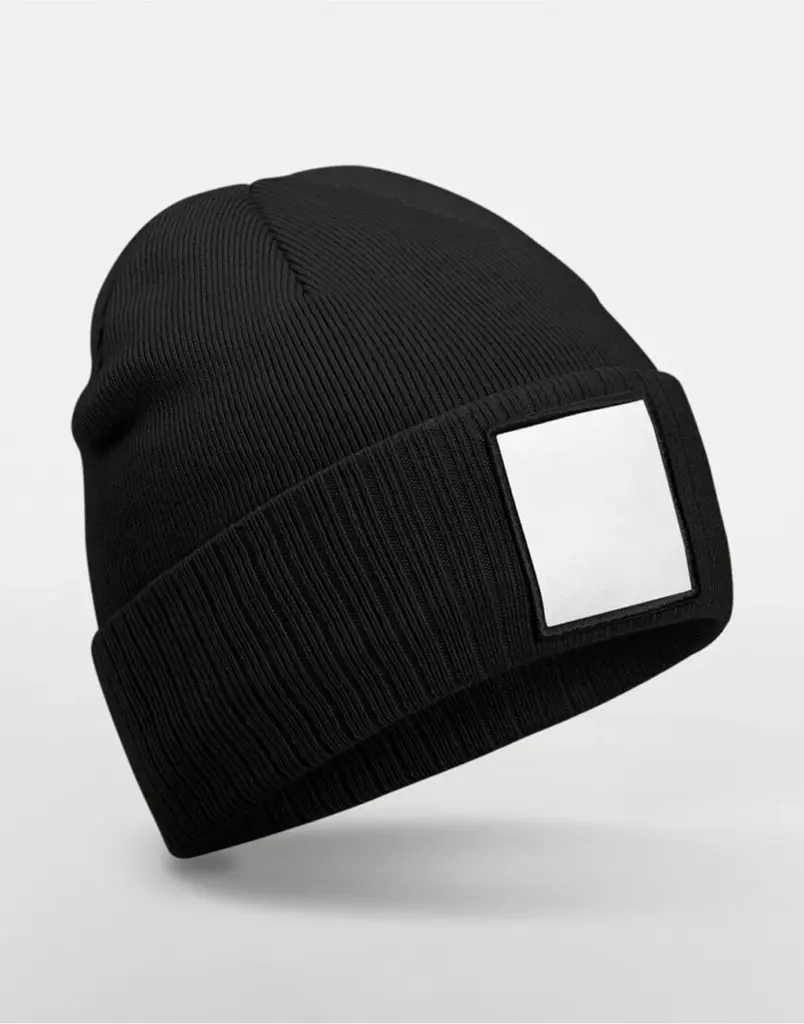 10469 - Appliqué Patch Beanie, black/white