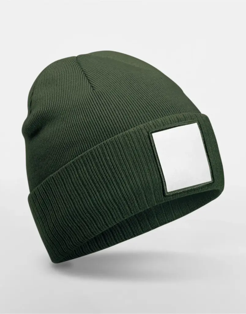 10469 - Appliqué Patch Beanie, olive green/white — productfoto 3