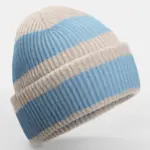 10769 - Colour Block Beanie, natural stone/dusty blue