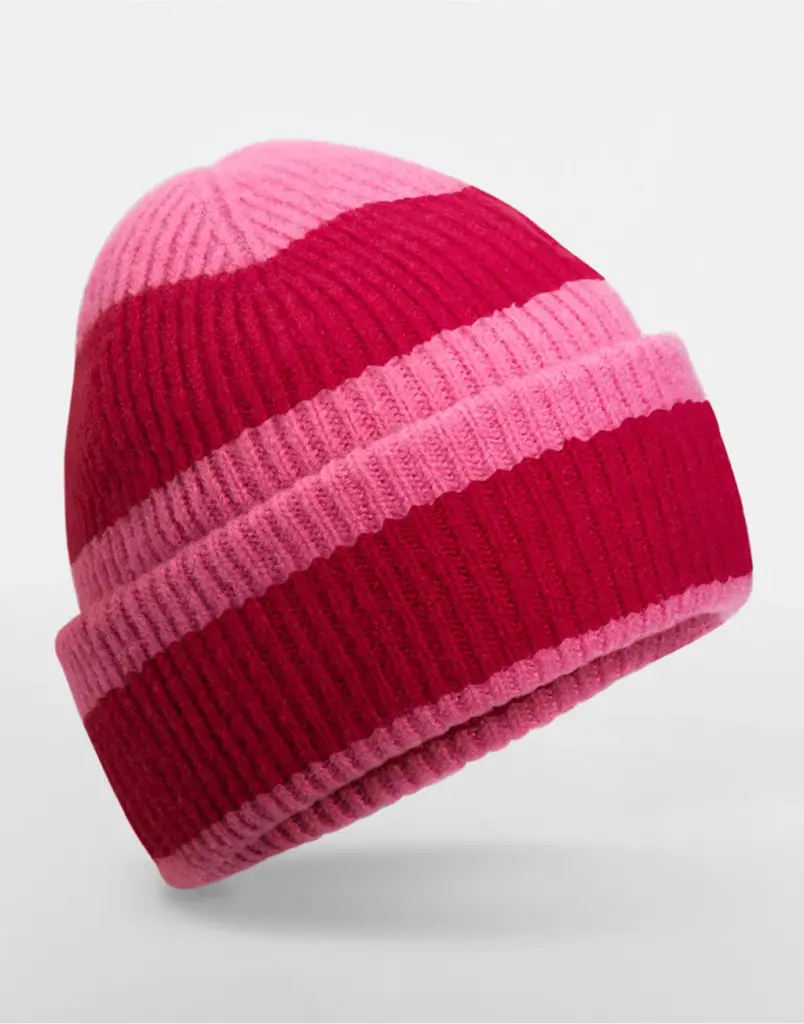 10769 - Colour Block Beanie, true pink/classic red — productfoto 4