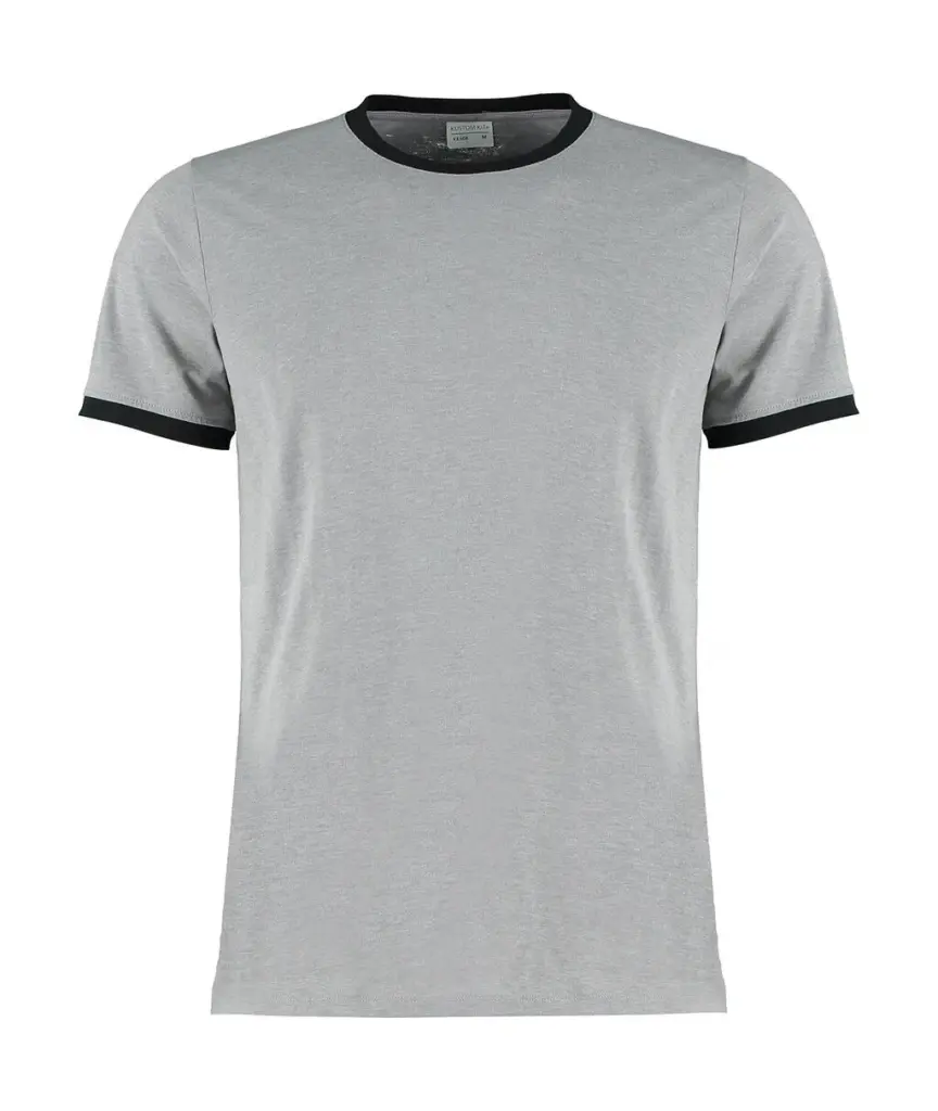 10811 - Fashion Fit Ringer Tee, light grey marl/black — productfoto 3