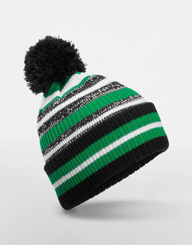 10869 - Multi-Sport Fan Beanie, black/kelly green/white