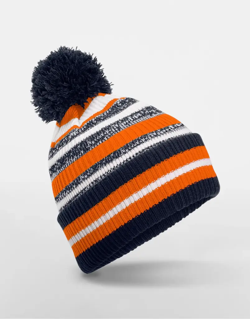 10869 - Multi-Sport Fan Beanie, french navy/orange/white — productfoto 3