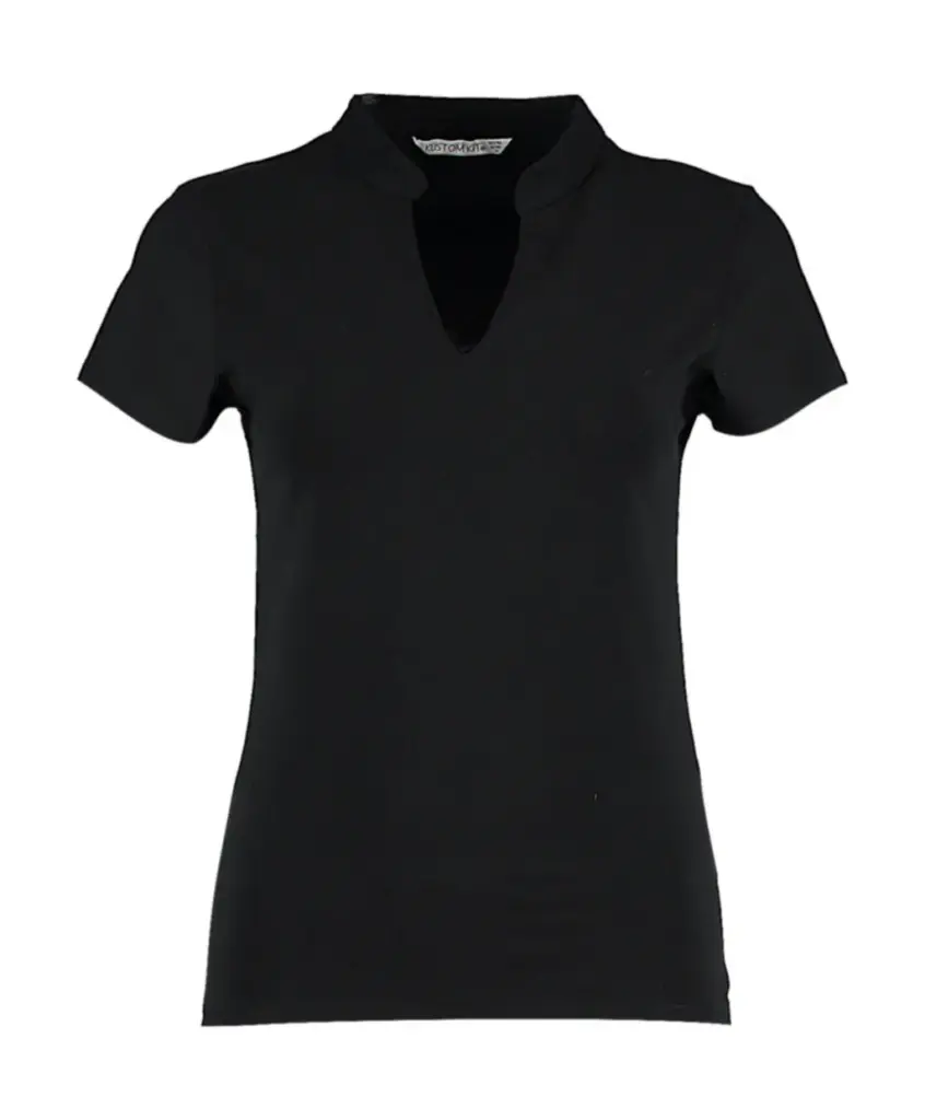 10911 - Regular Fit Mandarin Collar Top, black — productfoto 2