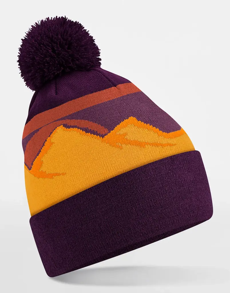 11669 - Mountain Peaks Pom Pom Beanie, desert peaks — productfoto 2