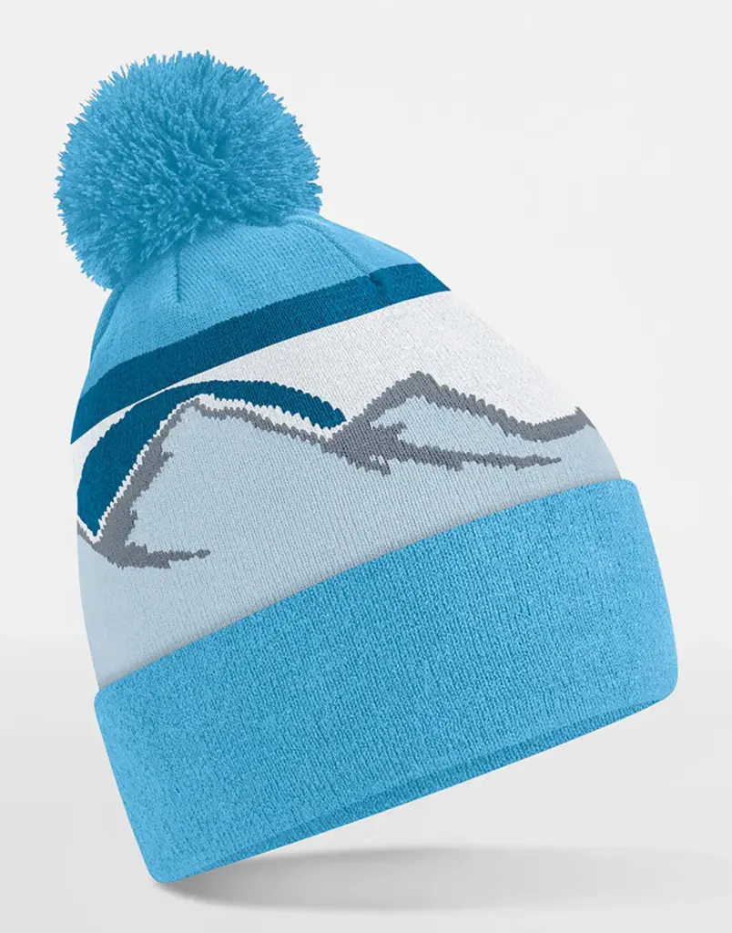 11669 - Mountain Peaks Pom Pom Beanie, glacier peaks — productfoto 3