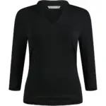 11711 - Regular Fit Mandarin Collar Top 3/4 Sleeve, black — productfoto 2