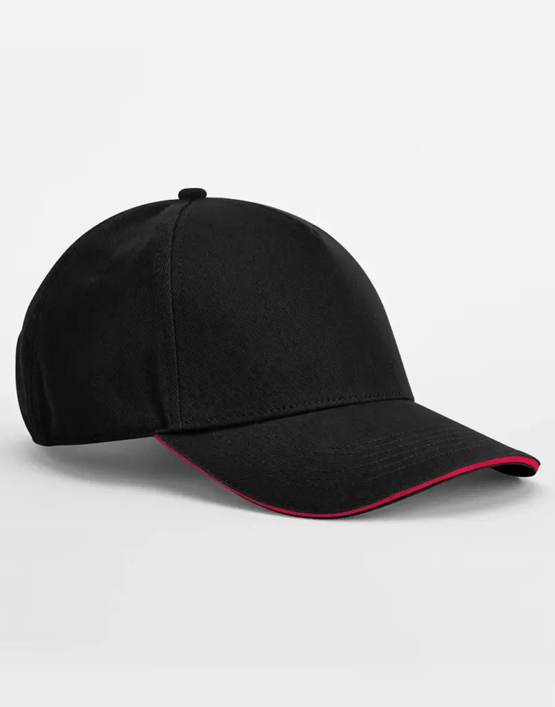 13169 - EarthAware® Clas. Org. Cotton 5 Panel Sandwich Peak, black / classic red — productfoto 2