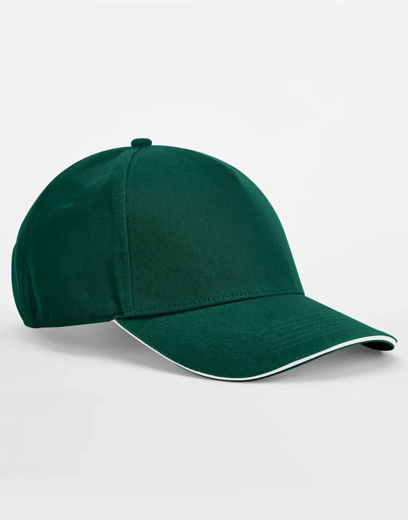 13169 - EarthAware® Clas. Org. Cotton 5 Panel Sandwich Peak, bottle green/white — productfoto 7