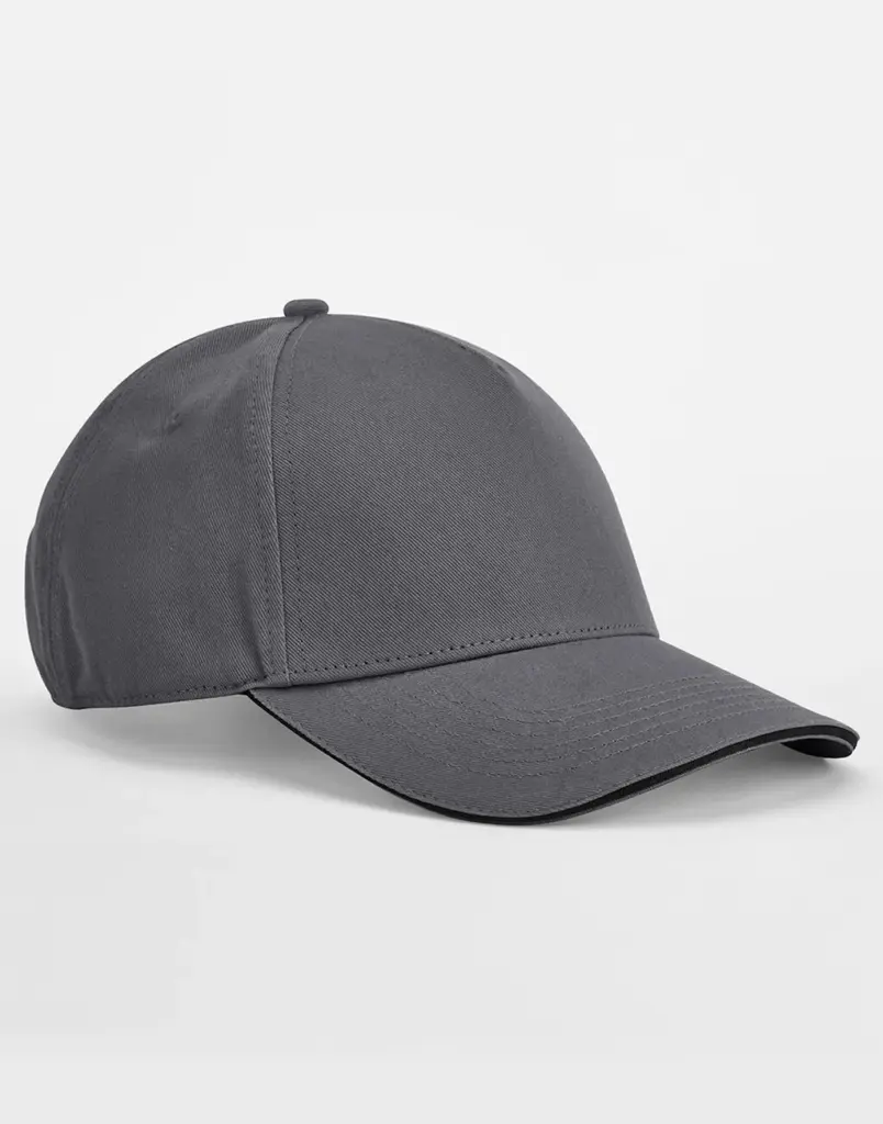 13169 - EarthAware® Clas. Org. Cotton 5 Panel Sandwich Peak, graphite grey / black — productfoto 3