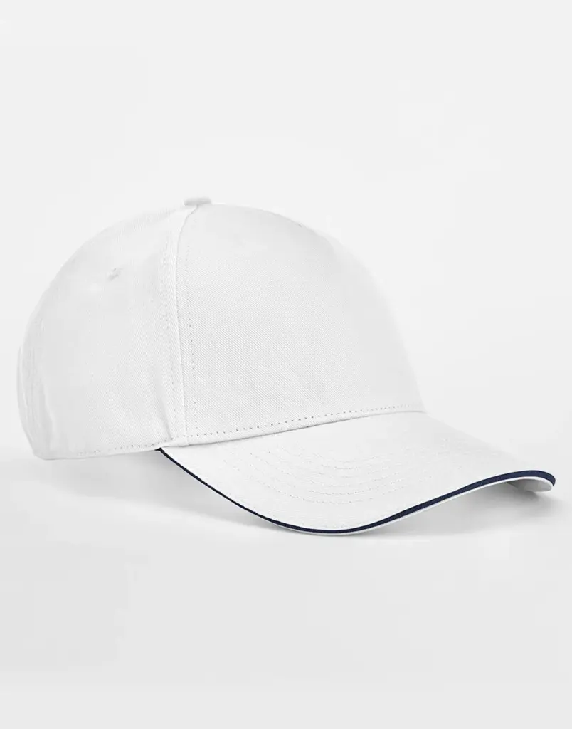 13169 - EarthAware® Clas. Org. Cotton 5 Panel Sandwich Peak, white / french navy
