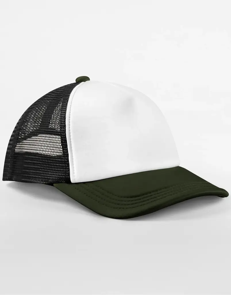 13569 - Retro 5 Panel Trucker, black / dark olive — productfoto 4