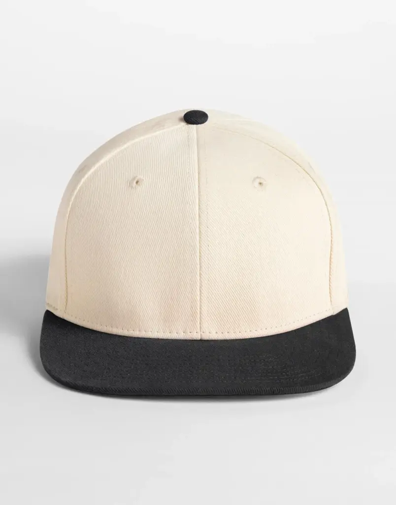 14569 - Contrast Flat Peak 6 Panel Cap, natural / black