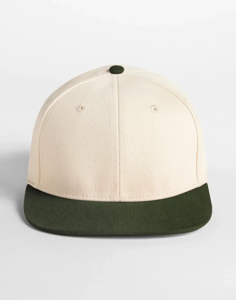 14569 - Contrast Flat Peak 6 Panel Cap, natural/dark olive — productfoto 3