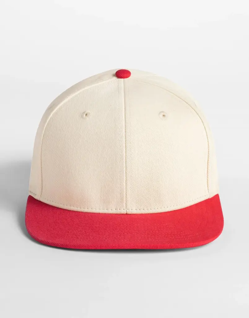 14569 - Contrast Flat Peak 6 Panel Cap, natural / red — productfoto 2