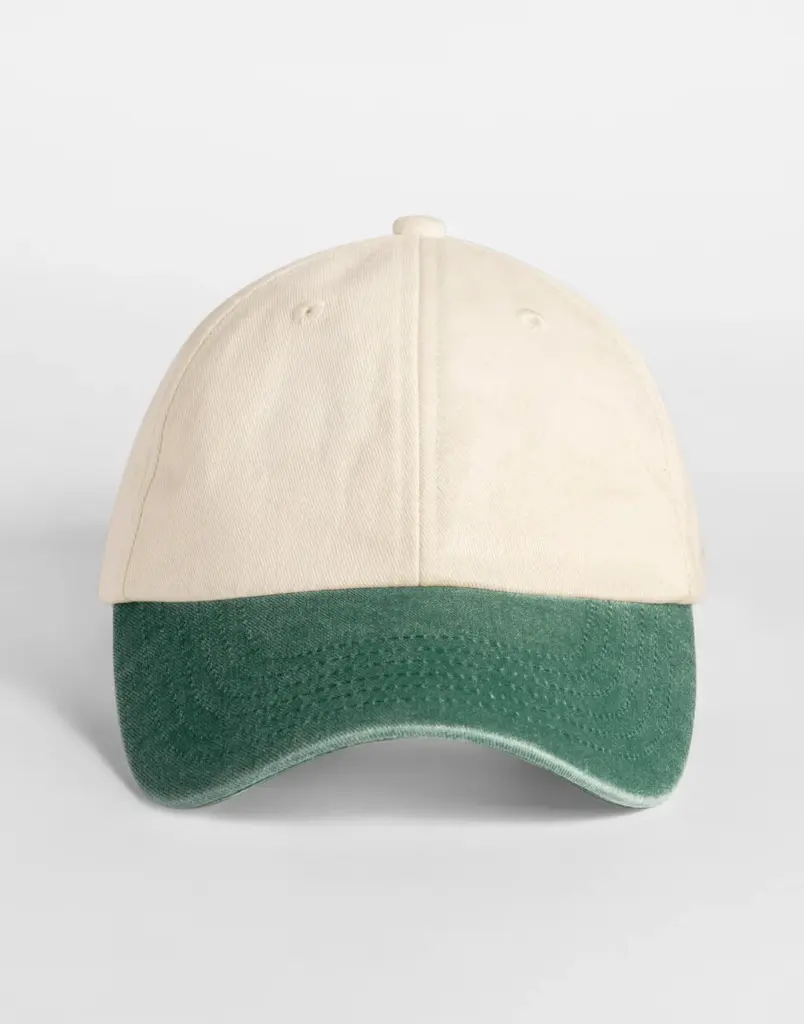 14769 - Contrast Peak Low Profile Vintage Cap, natural / vintage bottle green