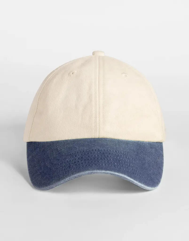 14769 - Contrast Peak Low Profile Vintage Cap, natural / vintage denim — productfoto 3