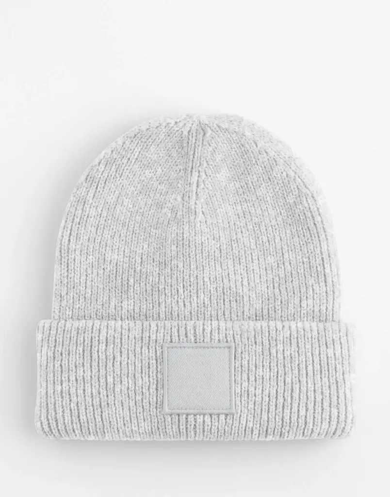 15069 - Kids Deep Cuffed Tonal Patch Beanie, cloud grey — productfoto 3