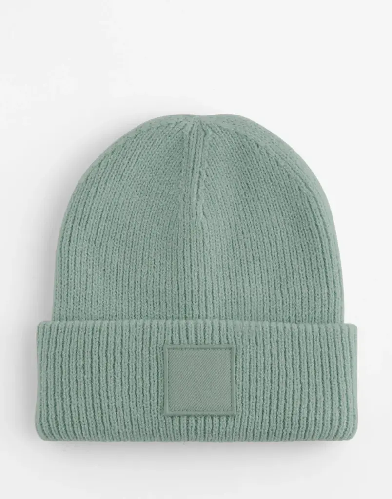 15069 - Kids Deep Cuffed Tonal Patch Beanie, dusty green — productfoto 5