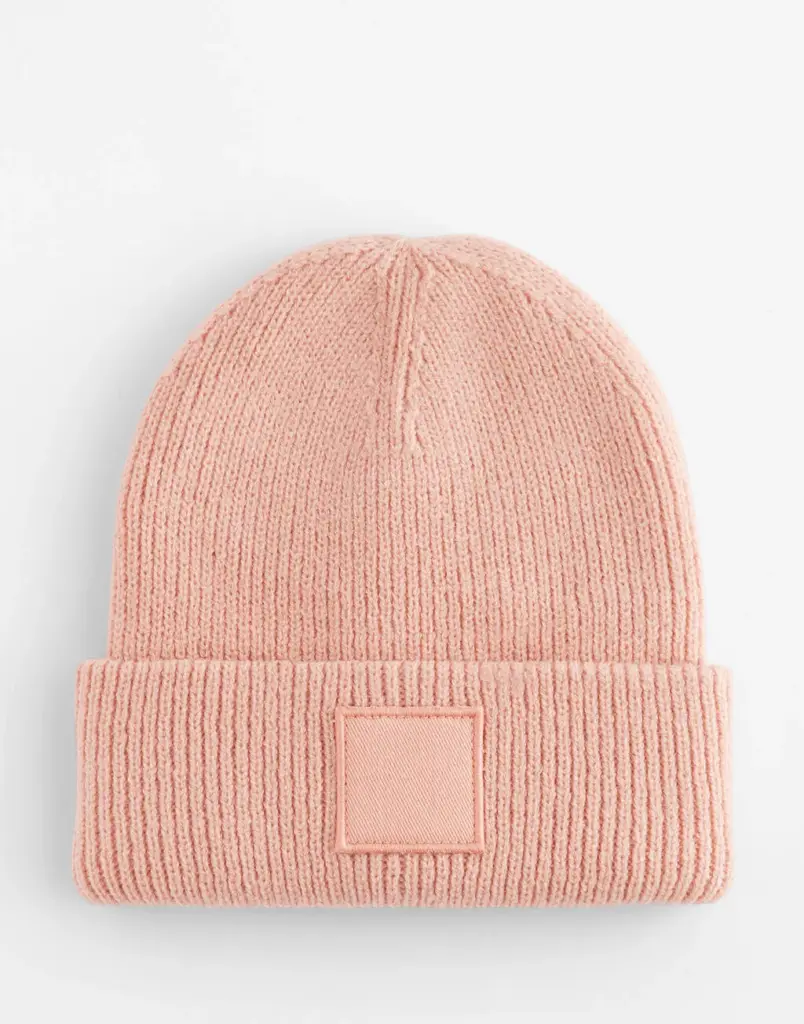 15069 - Kids Deep Cuffed Tonal Patch Beanie, peach — productfoto 4